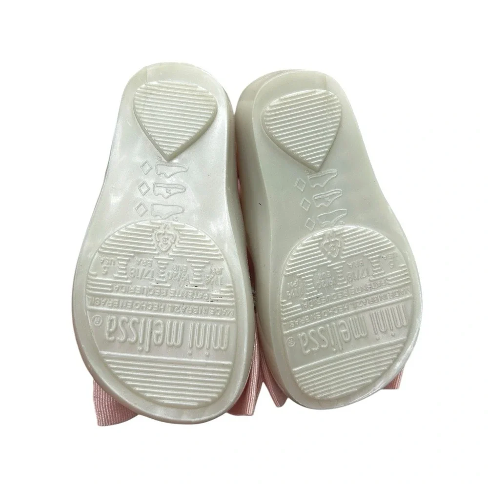 Mini Melissa Ultragirl Princess‎ Jelly Shoes Beige With Pink Bow Size 3/4 Baby